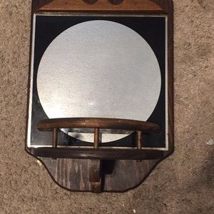 brown hanging storage mirror